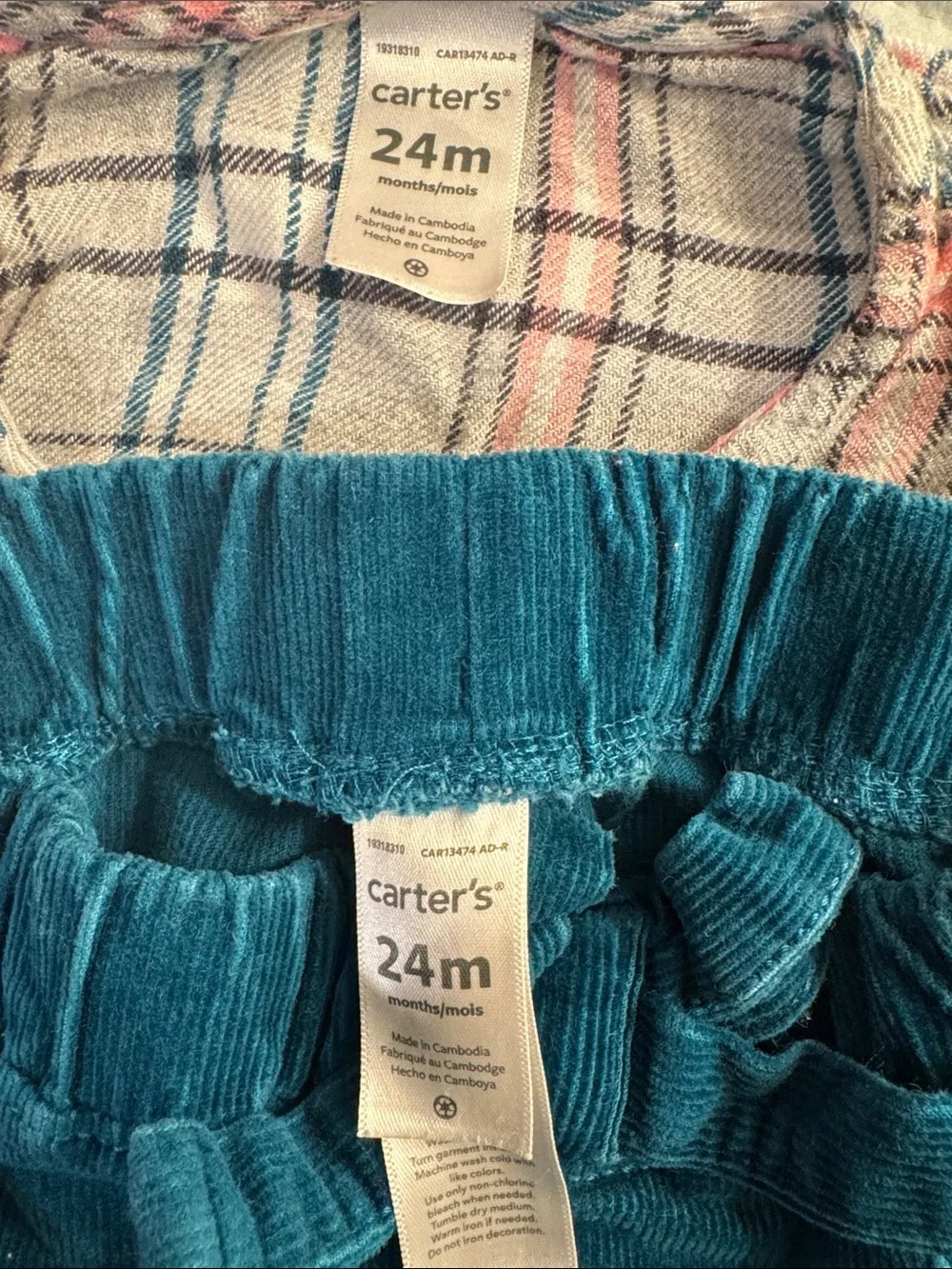 Fun Fall Outfit - Teal Corduroy Pants with Coordinating Gray Plaid Tunic Top